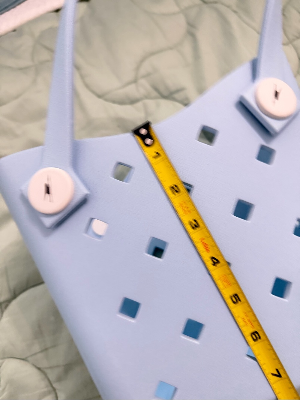 Pastel Blue Women's Tote with Diamond Cutout Detail - Picture 8 of 11